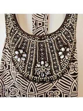 Intern'l Concepts Jewel-Beaded Collar Tribal Floral Geometric Halter-style Dress
